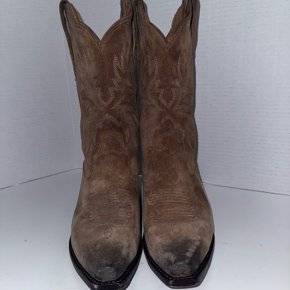 Tecovas The Sadie Toasted Almond Suede Western Boots 7 - Picture 3 of 6